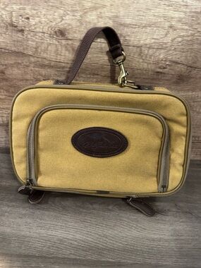 Bob Timberlake Bass Pro canvas utility bag tan leather trim travel toiletries